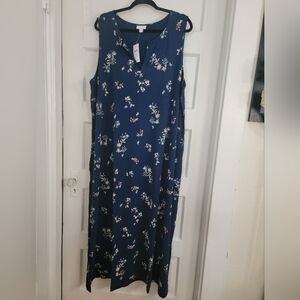 J.Jill Floral Sleeveless Maxi Dress - Blue